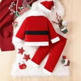 thumbnail image 4 of Otqutp Baby Boys Girls Christmas Santa Warm Outwear Funny Top Pants Hat Set New Year Outfits Christmas 3pcs Set for Baby 0-24months(Red,6-12 Months), 4 of 4