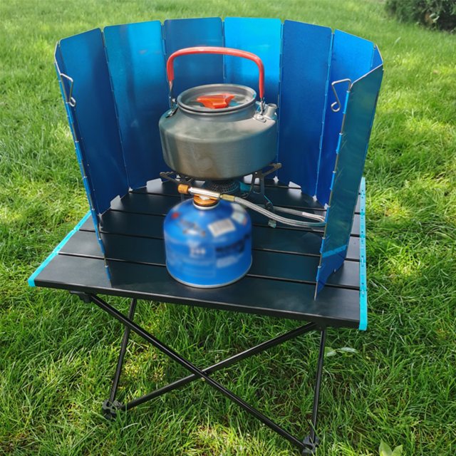 10 Plates Camping Stove Windshield Aluminum Foldable Windscreen Cookware Equipment Portable Wind Screen Deflectors Fishing Cooking Burner Windproof Accessories