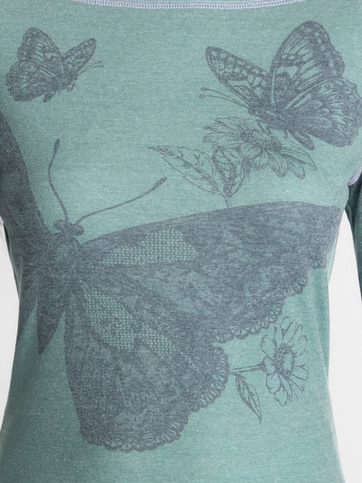 Madden NYC Women's Boatneck Graphic Top with Long Sleeves, Sizes XXS-XXL