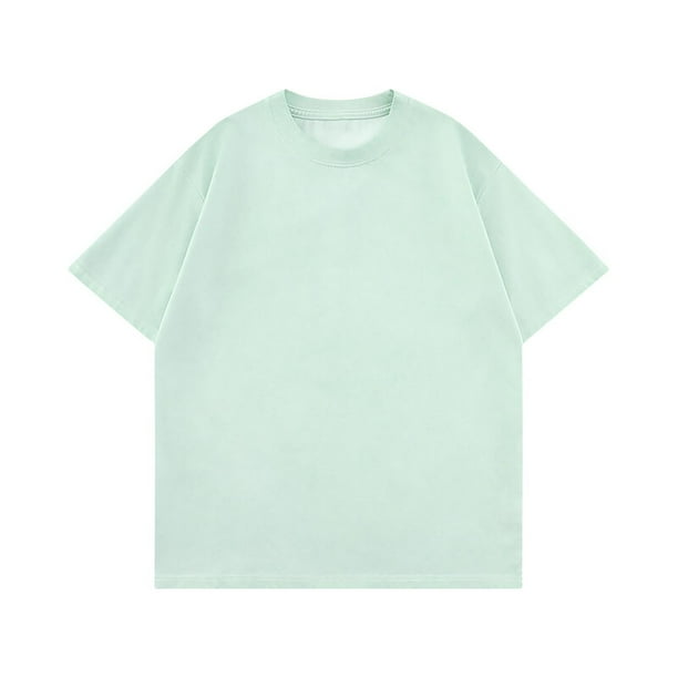 pstuiky camisetas para hombre, Camisas casuales vintage de color liso con cuello redondo y manga corta para hombre camisetas de hombre l