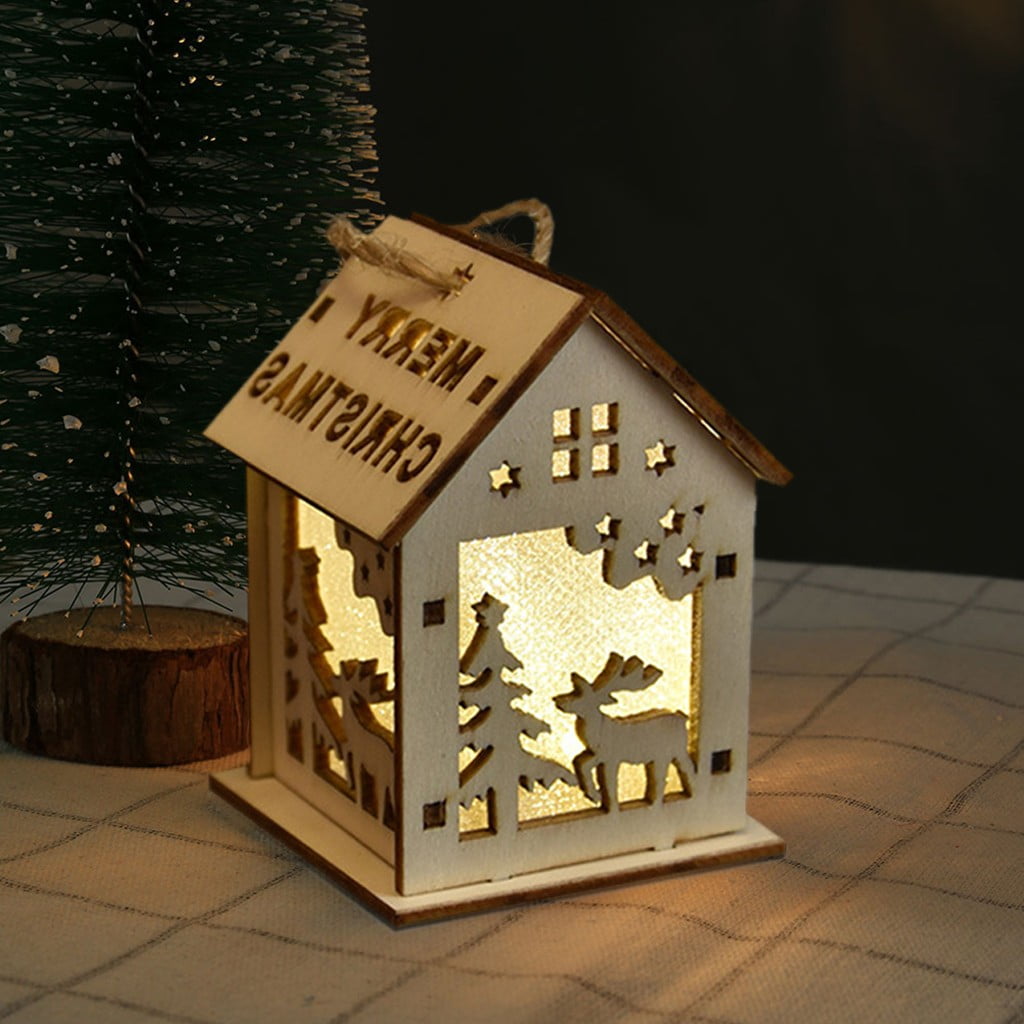 absuyy Wooden Pendant on Clearance- Christmas Luminous Cabin Window Display  Christmas Tree Door Wooden Decoration - Walmart.com