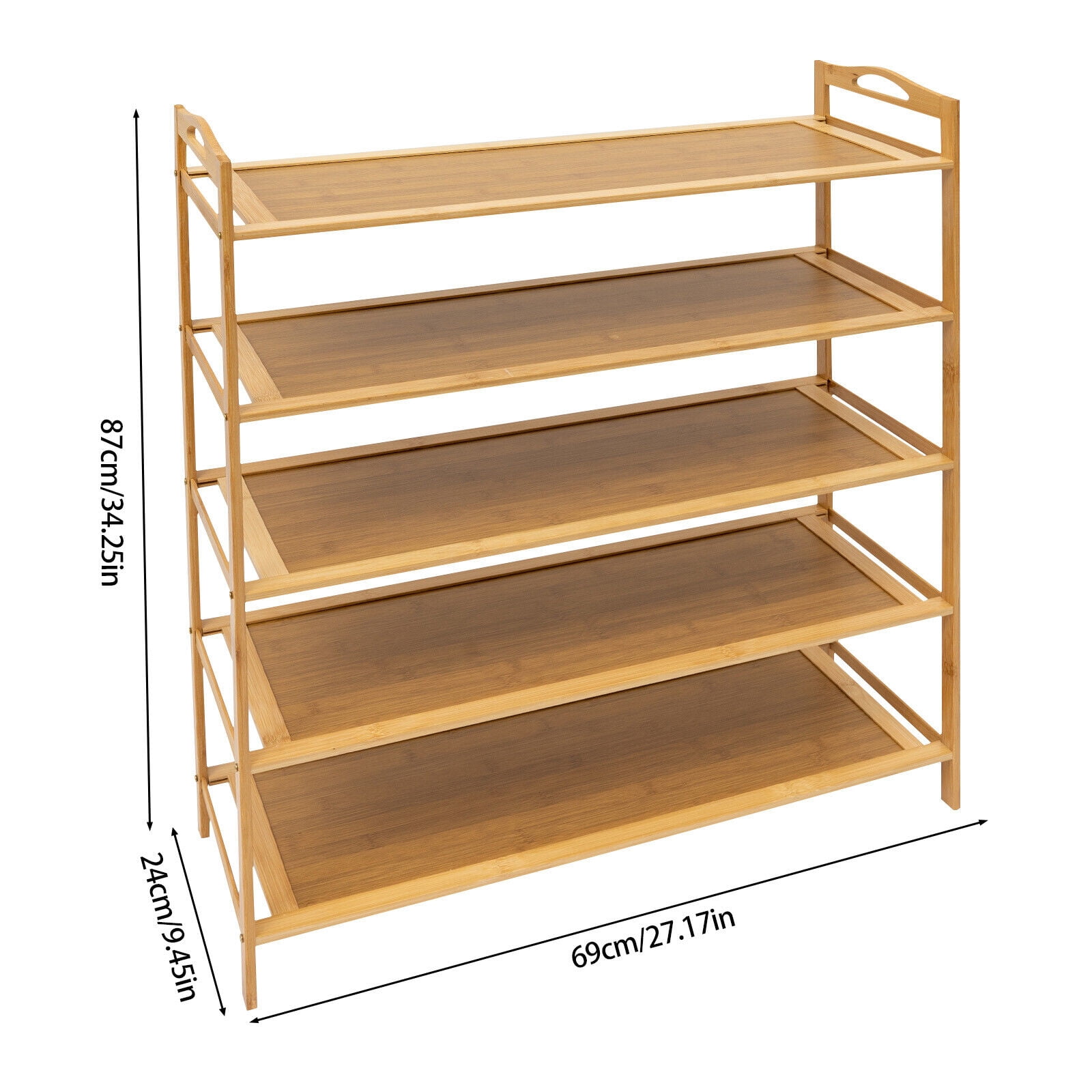 Multi-tier Shoe Storage Rack, Dark Brown Color Free Standing Shoes Shelf Organizer, 5-tier Shoe Rack Bamboo Density Board