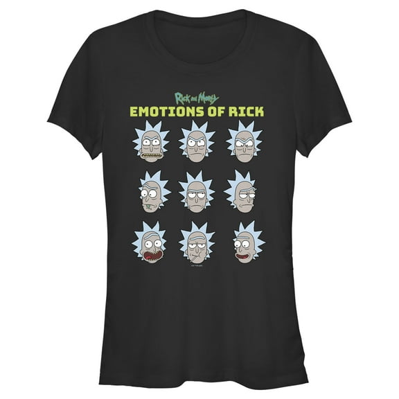 Junior's Rick And Morty Emotions of Rick Graphic Tee Black 2X Large