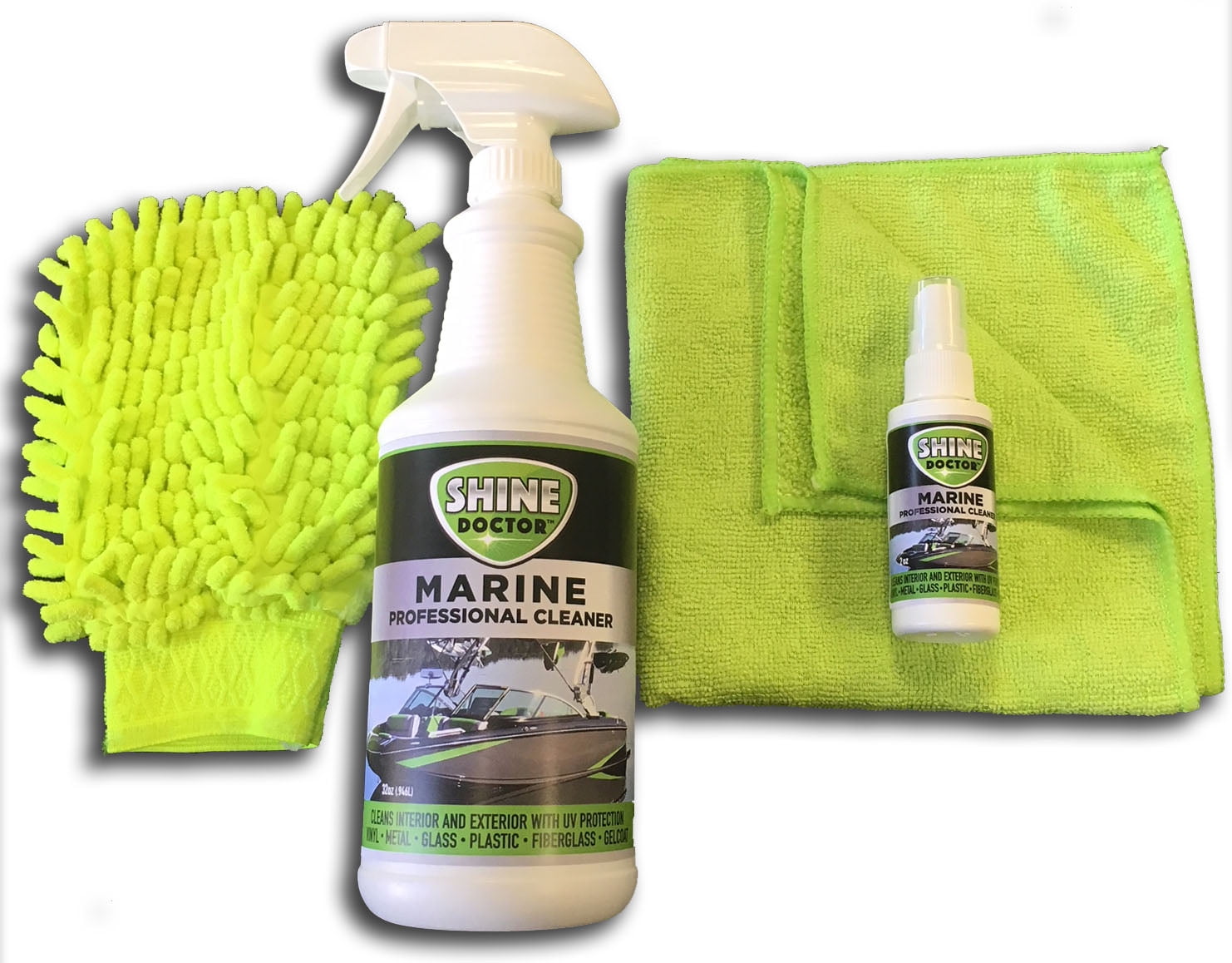 Shine Doctor Boat Cleaning Kit Cleans Gelcoat, Vinyl, Leather and Glass
