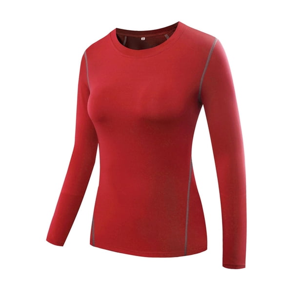Women's Athletic Shirts & Tees Contrast Stitching Slim Fit Crew Neck Long Sleeve Workout Tops Quick-Dry Gym Tops Running Training Active Wear