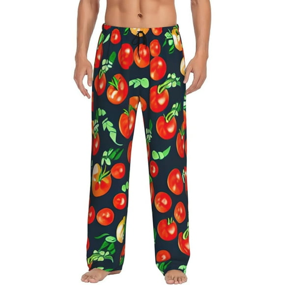 Fotbe Tomatoes Pantalones de Pijama para Hombre, Pantalones de Dormir, Pantalones de Casa con Cintura Ajustable y Bolsillos-Large