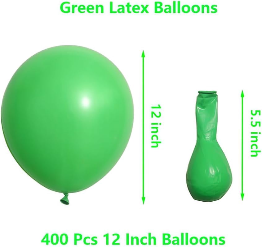 400 Pcs Green Balloons 12 Inch Forest Green Bulk Latex Balloon for Jungle Themed Birthdays Graduation Baby Shower Christmas Party Decorations