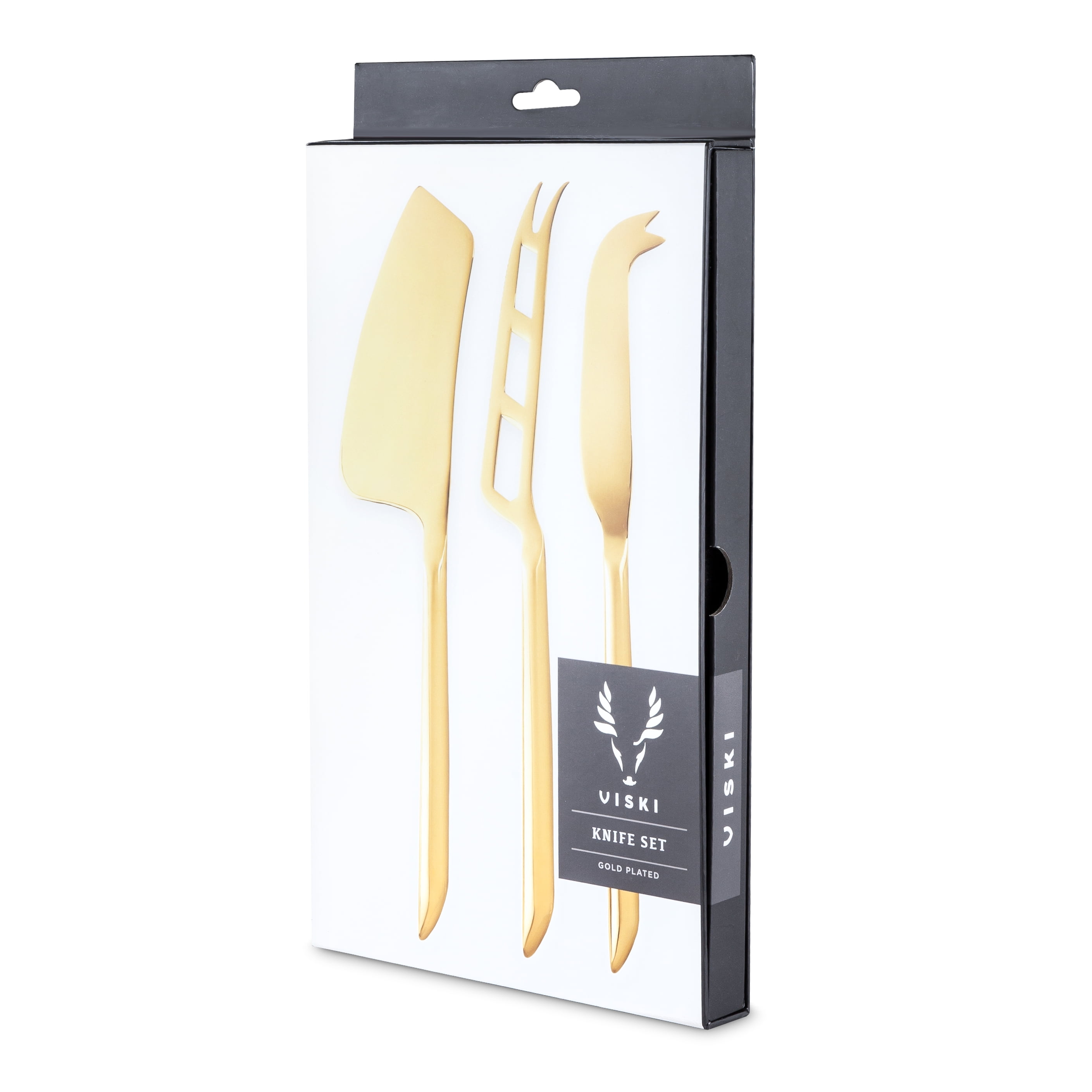 Viski Gold Cheese Knives, Set of 3 Cheese Knives, Stainless Steel 