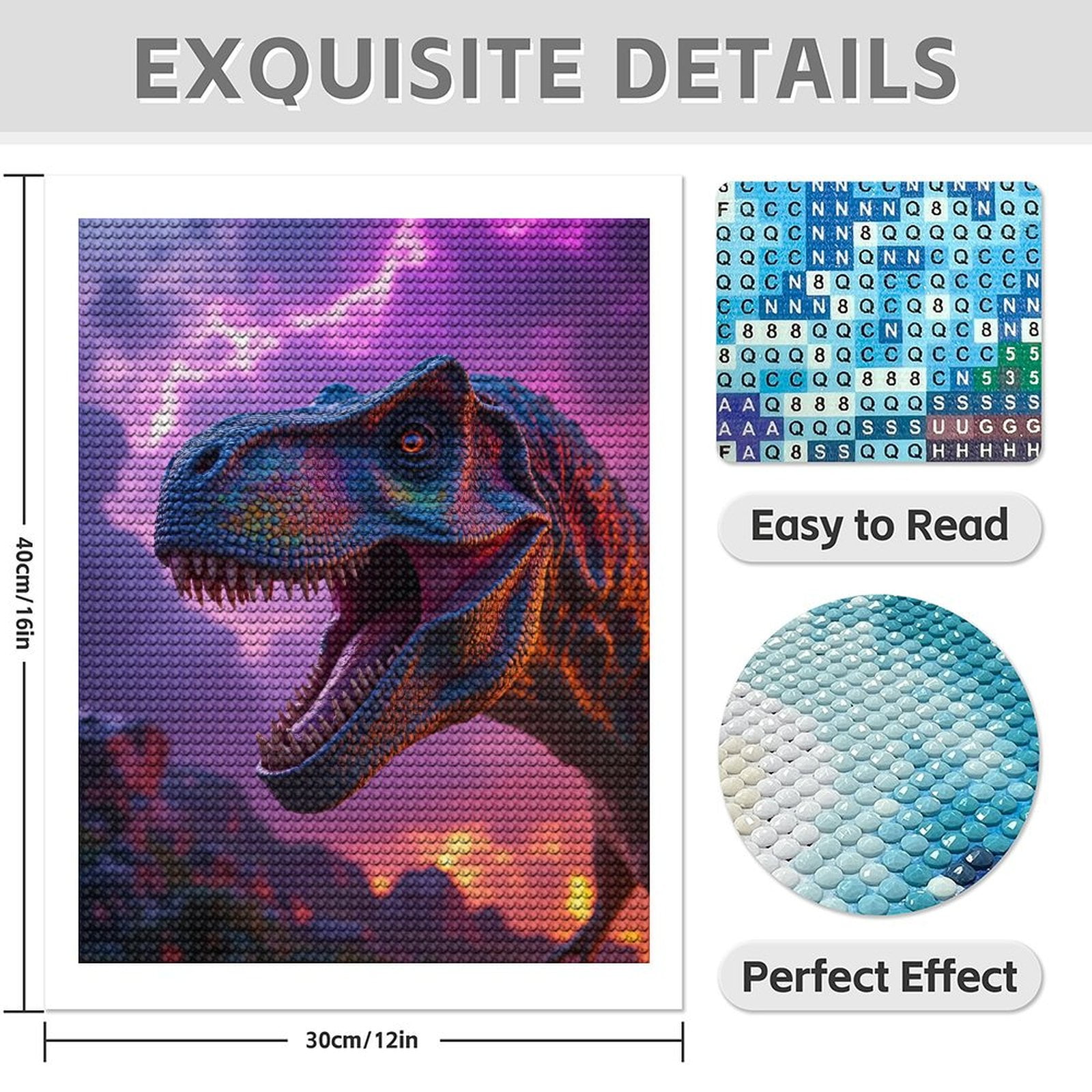 Diamond Art Kits for Adults - 5d Colorful Dinosaur Lightning Sky Diamond Painting for Adults, Diamond Art for Adults Beginners, Diamond Painting Kits for Adults for Home Wall Decor
