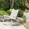OC Orange-Casual Patio Rocking Chairs Outdoor Metal Rocker with Removable Paded Beige Cushion, Support to 350 Lbs, White
