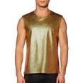 thumbnail image 1 of Camiseta sin mangas metálica Inspire Chic para hombres, chaleco brillante para fiestas y clubes, talla XL dorado, 1 of 6