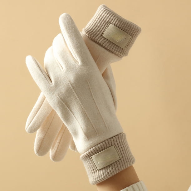Guantes de Ciclismo de Invierno Unisex Faux Cachemir – Diseño Térmico Suave de Doble Cara con Punta para Pantallas Táctiles, Puños de Punto Acanalado para Clima Frío