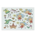 thumbnail image 1 of Cutting Board, Cartoon Cartoon Pattern with Magic Wand Dragon Dress Unicorn and Crown Little, Decorative Tempered Glass Cutting and Serving Board, Large Size, Multicolor, by Ambesonne, 1 of 1