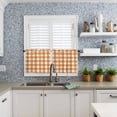 thumbnail image 6 of Half Window Curtains 24 Inches Long, Orange Plaid Window Treatment Curtain Drapes, Gradient Geometric Buffalo White Checkered Short Curtains Tiers for Kitchen Over Sink, 27.5"x24", 2 Panels, 6 of 7