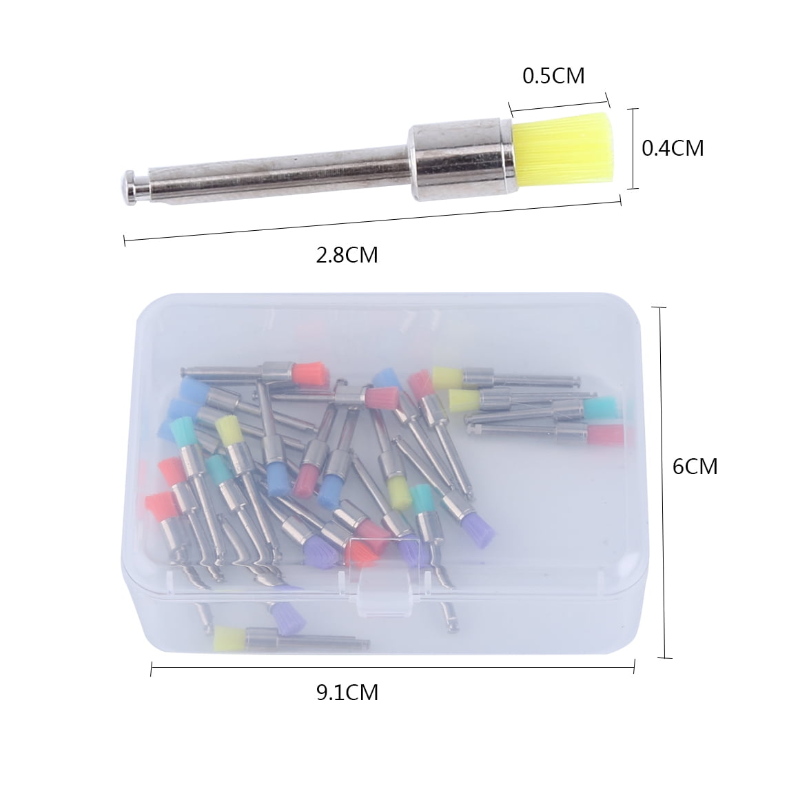 100pcs Polishing Brush Mixed Color Polisher Disposable Nylon Flat Polishing Polisher Brushes Tooth Polishing Brush Cleaning Brush Kit