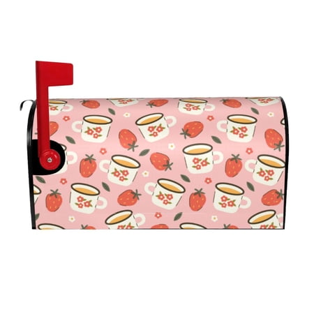 Picia Floral Mugs And Strawberries Magnetic Mailbox Cover Standard Size-25.5×21 in Picia Floral Mugs And Strawberries Magnetic Mailbox Cover Standard Size-25.5×21 in