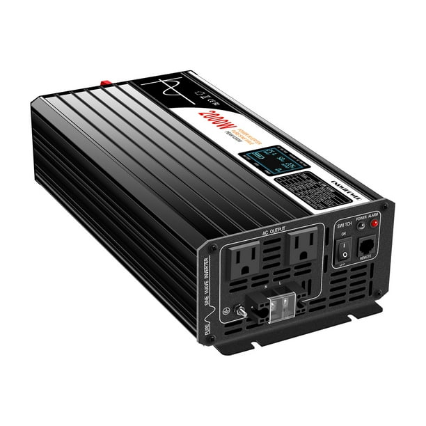 CNSWIPOWER 2000W (Potencia máxima 4000 W) inversor de Onda sinusoidal Pura y convertidor Solar CC 12V a CA 120V 60 Hz con Arranque Suave para Coche y Camping (CC 12V (Rango 10V-15V) 2000 W)