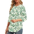 thumbnail image 4 of Dasayo Boho Womens Tops 3/4 Sleeve Summer Tropical Smocked Blouses Women's Blouses L, 4 of 7