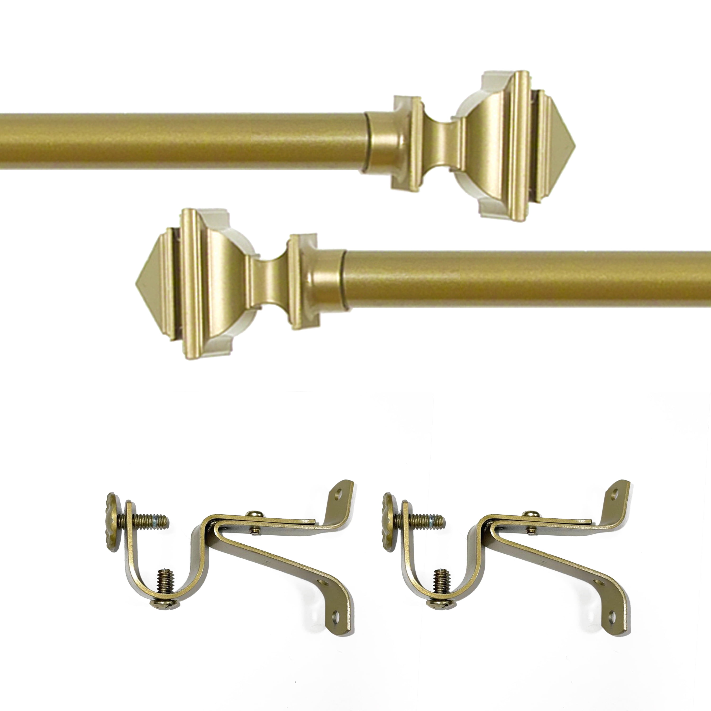 Achim Bach Buono II Decorative Curtain Rod and Finial, Bach, 48" - 86", Gold