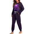thumbnail image 2 of SCRAWLGOD Galaxy Rose Pjs for Women Set of 2 Pajamas Womens Long Sleeve Pj with Pockets Drawstring Women Sleepwear Breathable Women's Soft Loungewear Size 2XL, 2 of 7