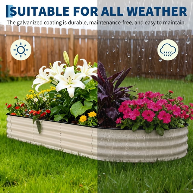 Jardinières Surélevées, Lot de 2 – Bacs de Plantation en Acier Galvanisé avec Bandes Protectrices Anti-Coupure – Jardinières d'Extérieur Robustes et Résistantes à la Rouille – Assemblage Facile pour Légumes, Fleurs et Fines Herbes – 240x120x45 cm