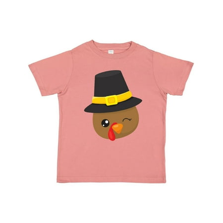 

Inktastic Thanksgiving Turkey Turkey With Pilgrim Hat Gift Toddler Boy or Toddler Girl T-Shirt