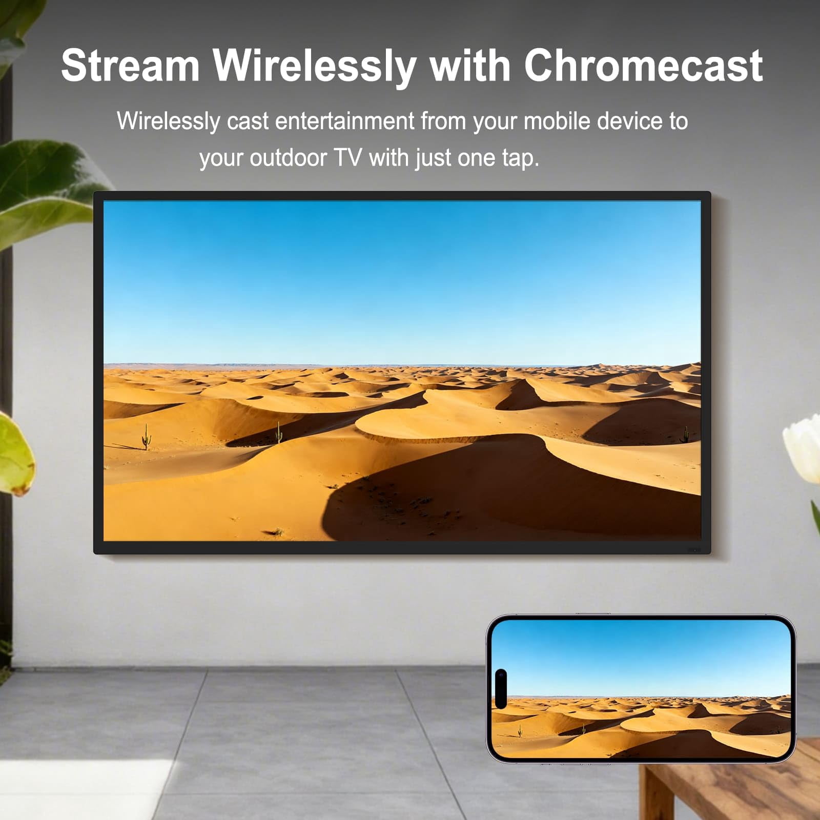 65Inch 4K Google Smart TV, 1000nits High Brightness Outdoor TVs, IP65 Waterproof TV, Voice Assistant Remote, Compatible with Dolby, Wide Viewing Angle Smart TV, Suitable for Partial Sun