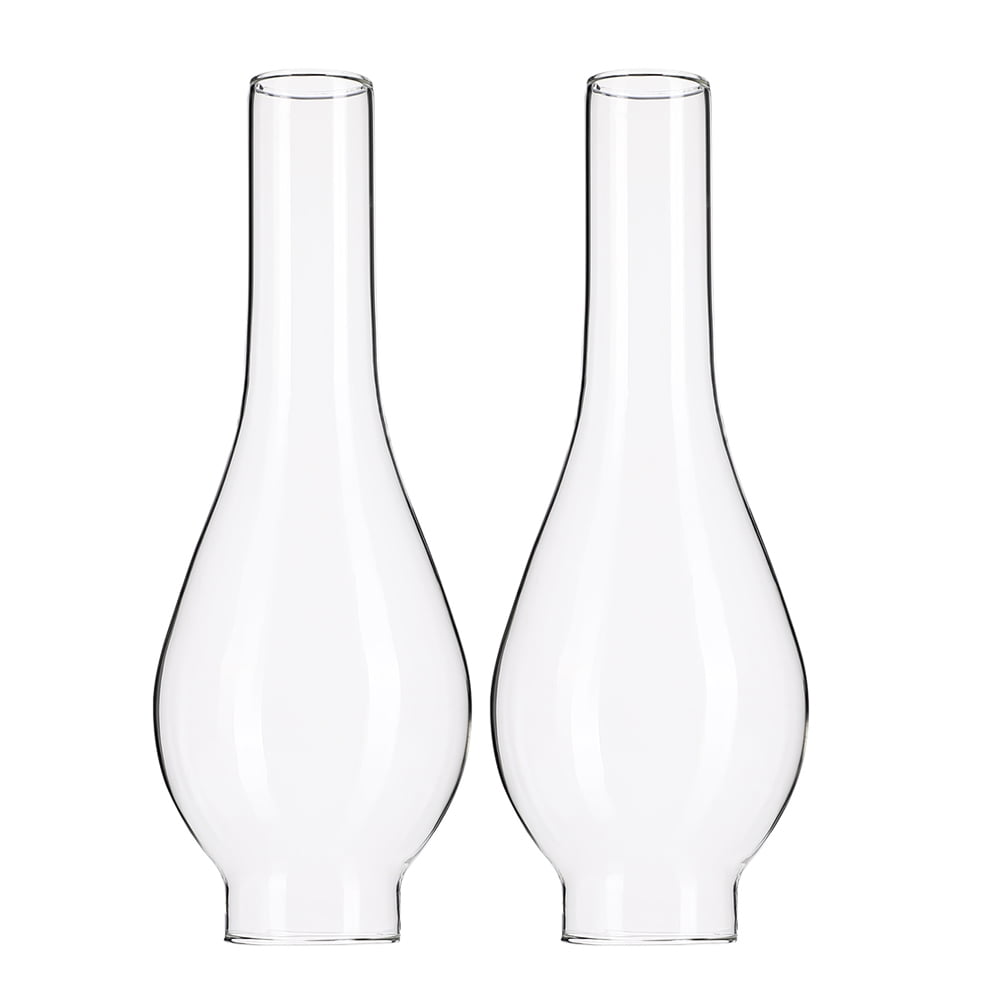 2 Cheminées En Verre Pour Lampe à Pétrole - Abat-jour Transparent Vintage - 24,5 X 5 Cm
