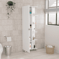 thumbnail image 2 of Urano Corner Linen Cabinet, Five External Shelves, Single Door, Four Interior Shelves White, 2 of 7