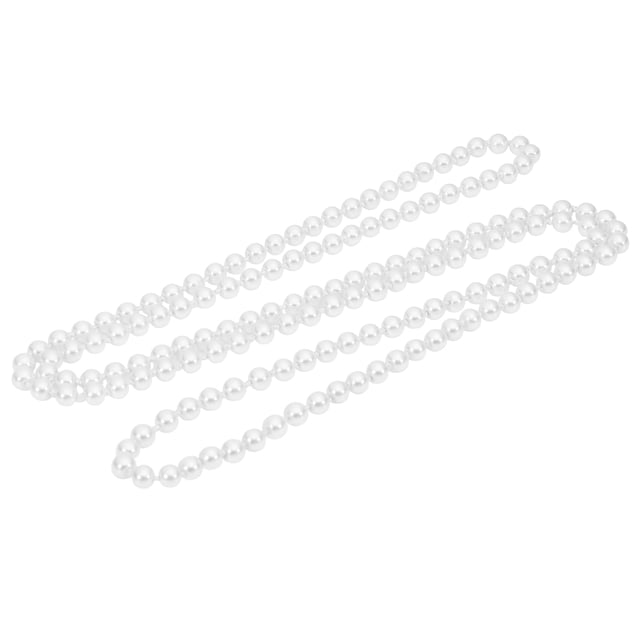 FELTECHELECTR Collar de perlas sintéticas TINKSKY de 1,5 m para mujer, colgante largo de perlas a la moda para fiesta de disfraces (blanco)