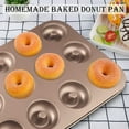 thumbnail image 3 of Moldes para donas, moldes para donas de 12 cavidades para hornear Bandeja para donas antiadherente Utensilios para hornear de acero al carbono para hornear en horno Fokelyi WMSS-308, 3 of 6