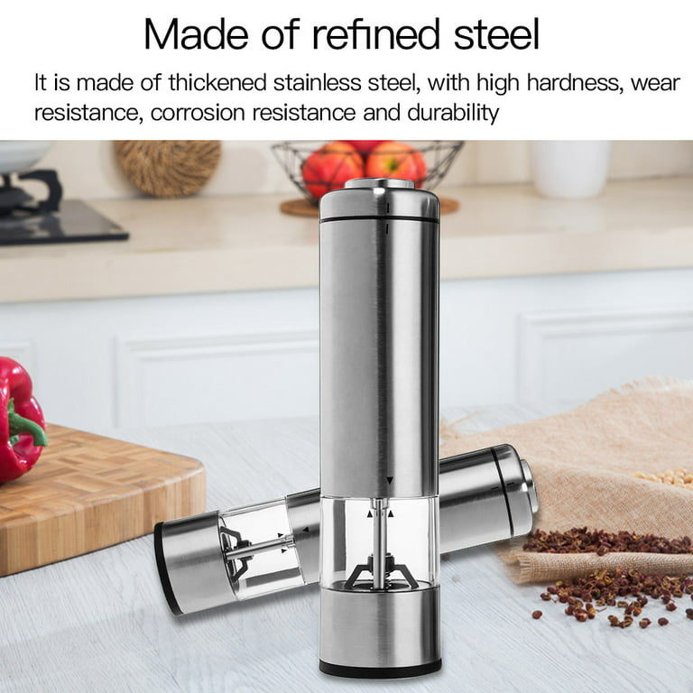 JOQINEER Classic Stainless Steel Electric Salt and Pepper Grinder