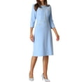 thumbnail image 4 of INSPIRE CHIC Women's A-Line Dress Contrast Color Wear-to-Work Tweed Trim Dresses 2XL Blue, 4 of 6