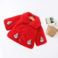 thumbnail image 2 of Owordtank Toddler Girls Faux Fur Coat Cute Cartoon Embroidery Lapel Button Plush Warm Winter Outerwear, 2 of 6