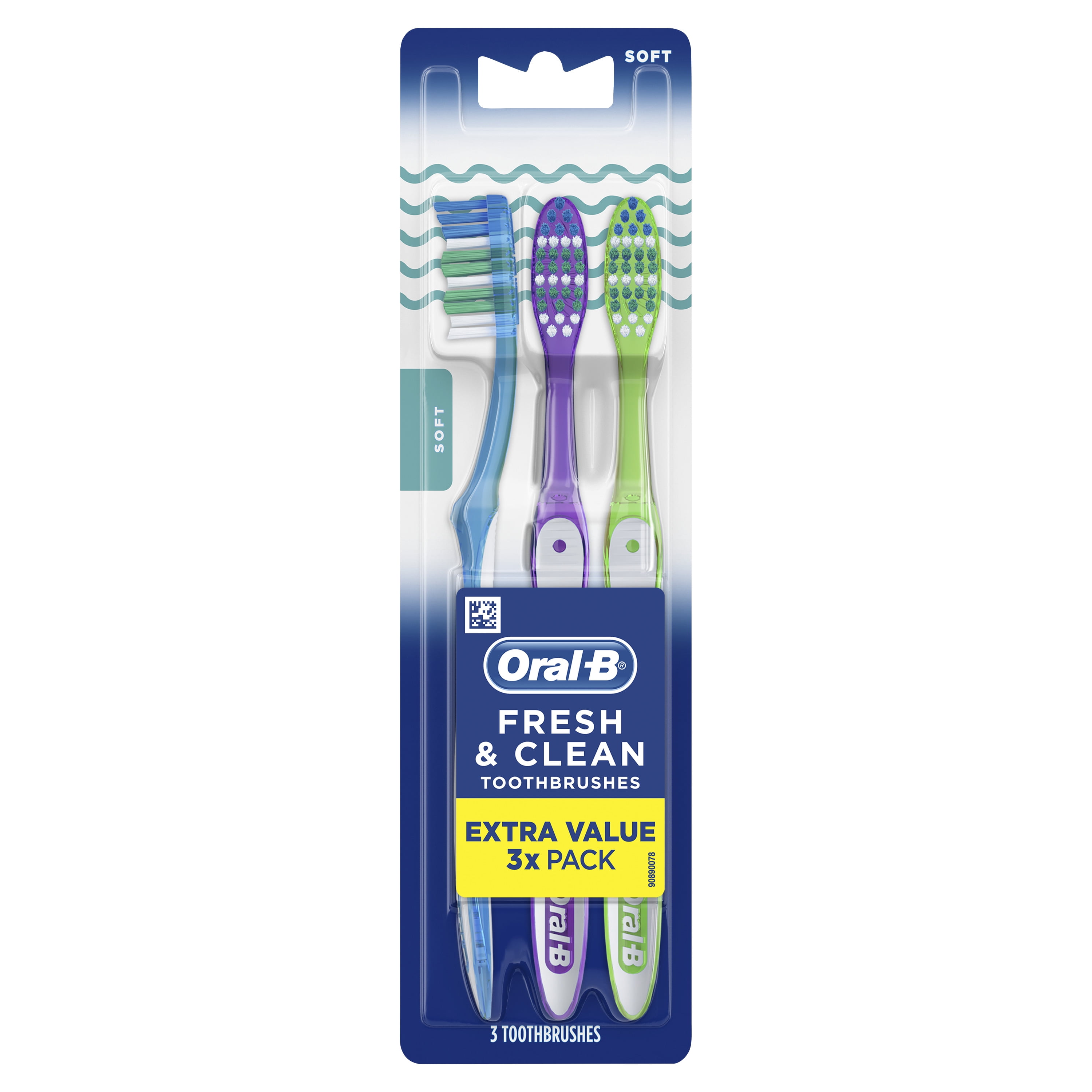 Oral-B Fresh And Clean Toothbrushes, Soft Bristles, 3 Ct - Walmart.com ...