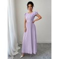thumbnail image 6 of Mauve Purple Women Ruffle Sleeve Pleated Maxi Dress With Scoop Neck And Relaxed Fit, 6 of 6
