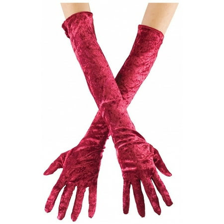 Long Velvet Gloves Adult Clothing Burgundy