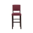 thumbnail image 2 of Linon Monaco Full Back Wood Bar Stool, 30" Seat Height, Espresso Finish with Dark Red Fabric, 2 of 10