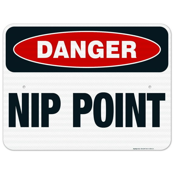 Nip Point Sign, OSHA Danger Sign, 18x24 Reflective Aluminum EGP