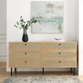 thumbnail image 3 of Modway Chaucer 6-Drawer Particleboard and Rattan Dresser in Oak, 3 of 9
