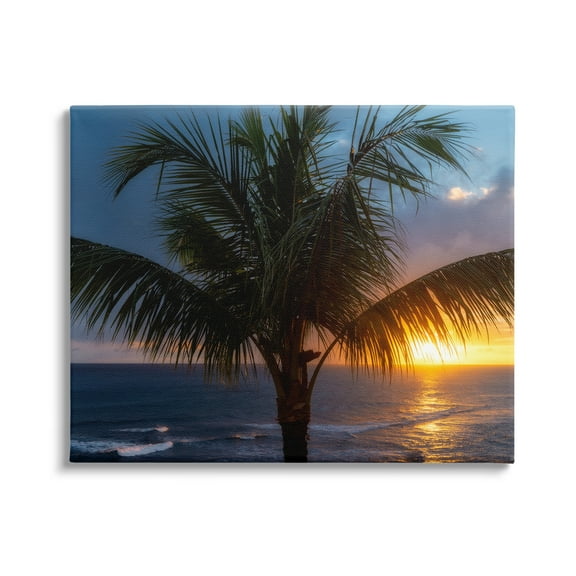 Stupell Industries Tropical Palm Sunset Nature Photography Gallery Wrapped Canvas Print Wall Art, 20 x 16