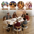 thumbnail image 4 of 7-Piece Retractable Rock Slab Dining Set, Modern Expandable Table + 6 Wooden Leg Chairs, Leather-Wrapped Base, Space-Saving for Small Apartments, 4 of 9