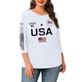 thumbnail image 2 of Trgacdwlo XL-5XL 1776-2026 250 Anniversary USA Shirt Letter Flag Print 3/4 Sleeve Plus Size Shirts for Women Independence Day Freedom 4th of July Shirts for Women, 2 of 5