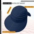 thumbnail image 3 of Helii Women 2 in 1 Convertible Sun Visor Hat with Ponytail Hole, Zipper Off Removable Crown Wide Brim UPF 50+ Beach Cap, Quick Dry Foldable Packable Summer Hat for Outdoor Navy,One Size, 3 of 8