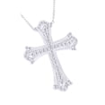 thumbnail image 2 of AFFY Round Cut White Natural Diamond Cross Pendant Necklace In 14k White Gold, 2 of 2