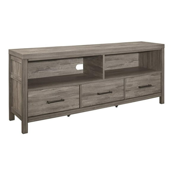 Lexicon Bainbridge 66" Transitional Wood TV Stand in Weathered Gray