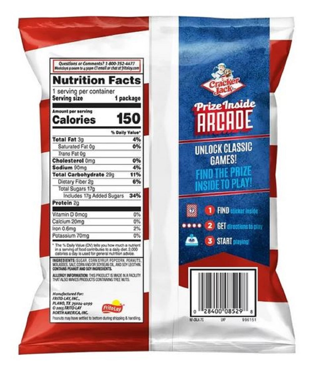 Cracker Jack Caramel Coated Popcorn & Peanuts, 1.25 oz Bags, 30 Count