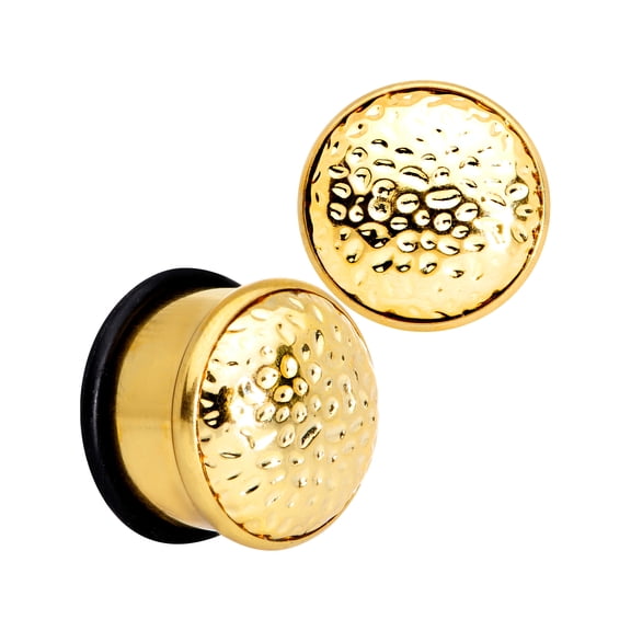 Body Candy 9/16" 2Pc Ear Plugs Plated Steel Hammered Finish Single Flare Ear Plug Gauges Set of 2 14mm