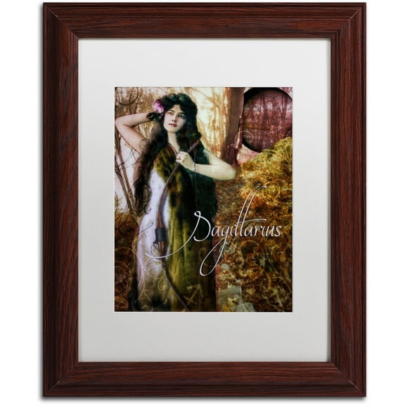Trademark Fine Art "Art Nouveau Zodiac Sagittarius" Canvas Art by Color Bakery White Matte, Wood Frame