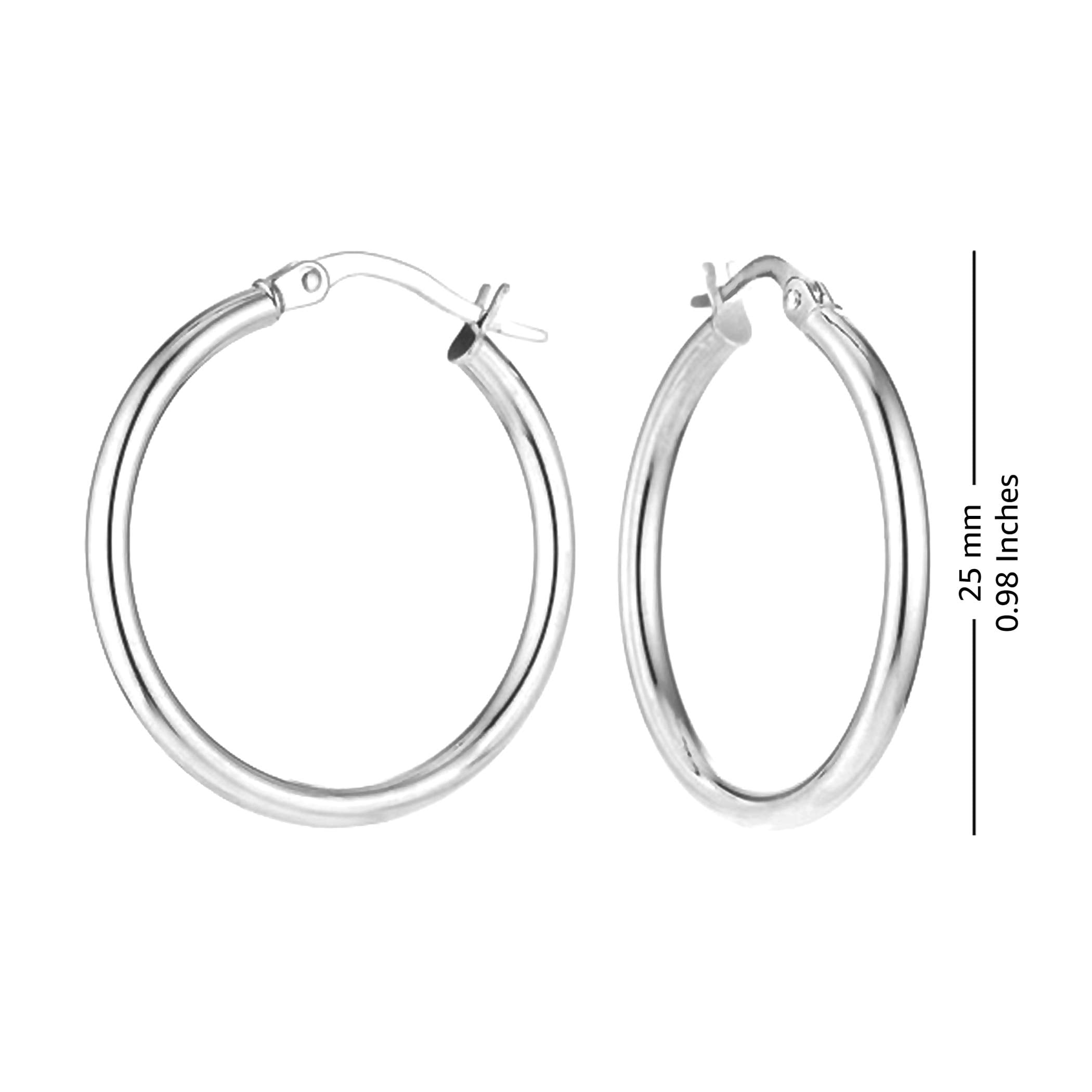 LeCalla 925 Sterling Silver Classic Hoop Earrings 25MM